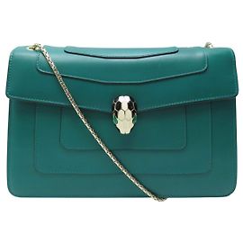 BOLSO DE MANO BULGARI SERPENTI FOREVER MM EN CUERO VERDE BOLSO DE HOMBRO