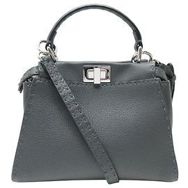 NUOVA BORSA A MANO FENDI PEEKABOO ICONIC MINI 8BN244 GRIGIO BORSA A TRACCOLLA