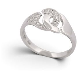 NUEVO ANILLO DINH VAN MENOTTES R8 EN ORO BLANCO 18K 2.9GR 15 DIAMANTES T53 RING