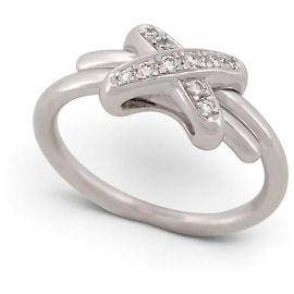 NEU CHAUMET JEUX DE LIENS XS 081240 RING IN 18K WEISSGOLD 5.8GR DIAMANTEN