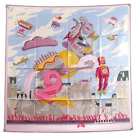Hermès NEUF FOULARD HERMES PARADE H004150Sv05 BURTON 2024 CARRE 90 + BOITE SCARF