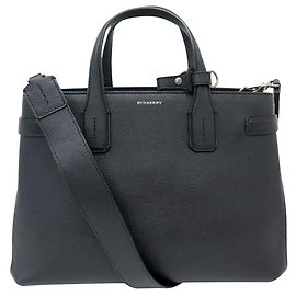 BOLSO DE MANO BURBERRY BANNER MM EN CUERO GRANEADO LONA TARTAN BOLSO DE HOMBRO