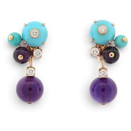 NEUF BOUCLES D'OREILLES CARTIER DELICES DE GOA DIAMANT OR ROSE 18K 12.3G