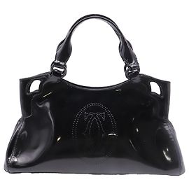 Saco Tote Cartier Small Marcello De Cartier em couro patente preto