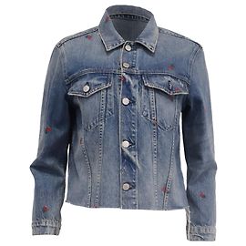 Autre Marque Amo bestickte Jeansjacke aus blauer Baumwolle
