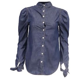 Veronica Beard Button-Down Denim Shirt in Blue Cotton 