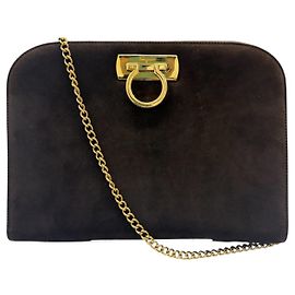 Borsa a spalla e clutch 2 vie Gancini in camoscio Salvatore Ferragamo
