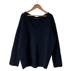 Autre Marque AP STUDIO V-Neck Rib Knit Sweater