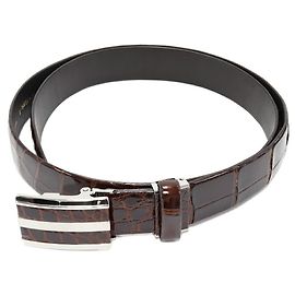 Autre Marque Crocodile Leather Belt Brown