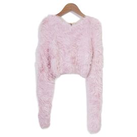 Autre Marque AMBUSH Faux Fur Knit Top Rosa