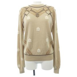Top de malha Hermès Bege Castanho Branco