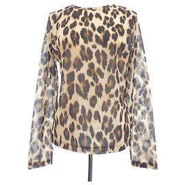 Autre Marque Ray Beams Leopard Sheer Top