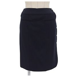 Falda Chanel de lana azul marino