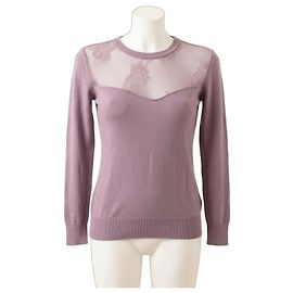 Pull Ermanno Scervino Violet Laine Soie Cachemire Dentelle