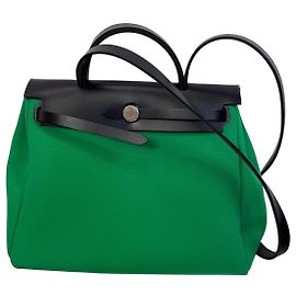 Hermès Herbag Zip RT 31 Toile Officier Vache Hunter Bolso Verde
