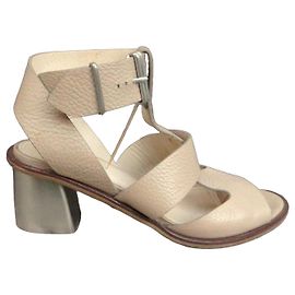Jil Sander Navy Leather Heeled Sandals