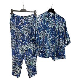 Autre Marque Poupette St Barth Set Kimono e Pantaloni Stampa Floreale Blu