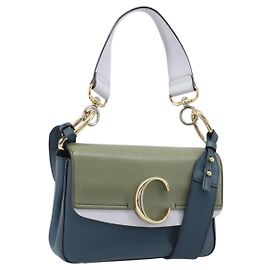 Chloé Chloe Schultertasche Leder 2way Navy Gold Auth 203685M