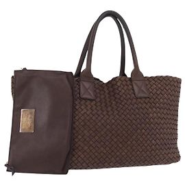 Saco Cabas MM BOTTEGA VENETA INTRECCIATO em couro marrom autêntico 205130V
