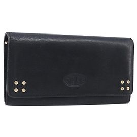 Céline Cartera larga CELINE de cuero dorado negro auténtica bs37228