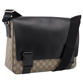 Borsa a tracolla GUCCI GG Supreme PVC Beige Silver 406367 Auth 204922