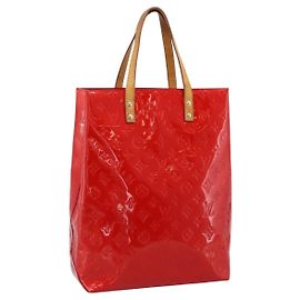 Bolsa de mão LOUIS VUITTON Monogram Vernis Reade MM Vermelha M91086 LV Auth gh2348