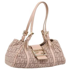 FENDI Zucchino Canvas Handtasche Beige Gold 8BR437 Auth ep16060A