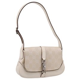 Borsa a tracolla GUCCI GG Canvas Jackie Beige Silver 007 2038 Auth ep16210A