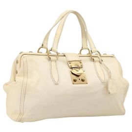 Sac à main Miu Miu en cuir Ivory Gold Auth 206112A