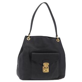 Borsa a tracolla Miu Miu in pelle nera e oro Auth ka6362