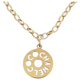 Collar CHANEL metal Gold CC Auth bs37290M