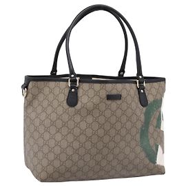 Borsa Tote GUCCI GG Supreme PVC Beige Gold 203693 Auth ep16272