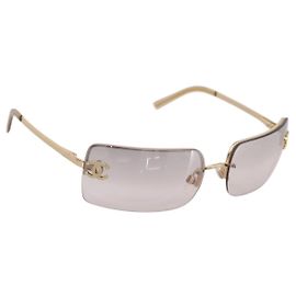 CHANEL COCO Mark Sonnenbrille Metall Goldfarben CC Auth 205985M