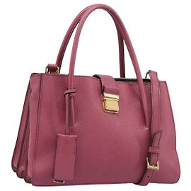 Bolsa de Mão Miu Miu Madras Leather 2way Pink Gold Auth ka6401V