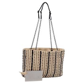 Borsa a mano con catena PRADA Satin Gold Auth 206293M