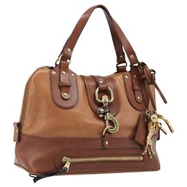 Chloé Chloe Kerala Handtasche aus Leder, Braun Gold, authentisch 206098V