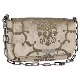Sac à épaule GUCCI Velours Beige Argent 001 3829 Auth 206290A