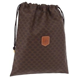 Céline Pouch CELINE Macadam Canvas PVC Brown Gold Tone Auth mr2962