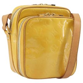 LOUIS VUITTON Monogram Vernis Wooster Bag Lime Yellow M91075 LV Auth gh2361A