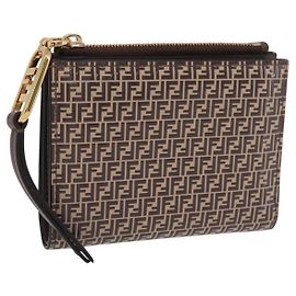Portefeuille FENDI Zucchino PVC Marron Ton Or 8M0447 Auth mr3010V