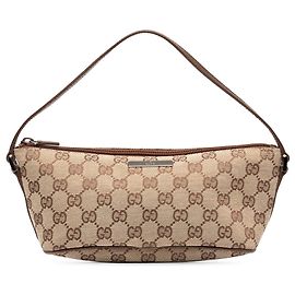Beige Gucci GG Canvas Boat Schultertasche
