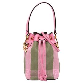 Fendi Mini Pequin Raffia F Mon Tresor Bucket Bag Satchel in Grün