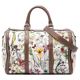 Sac Boston Satchel Gucci Flora Joy Medium en toile blanche