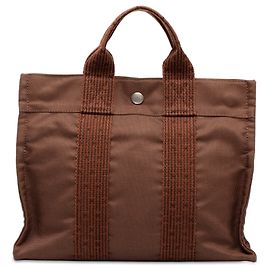 Saco Tote Herline PM Hermès em Canvas Castanho