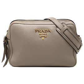 Sac Camera Prada Vitello Phenix à double zip, Marron