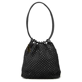 Gucci Schultertasche aus gewebtem Canvas in Schwarz