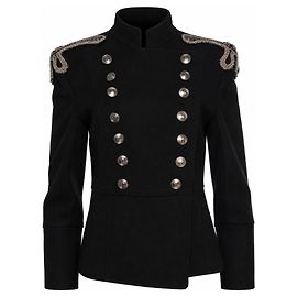 Pierre Balmain, casaco de lã com missangas e gola alta