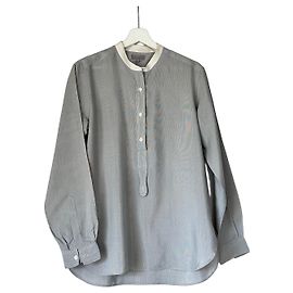 Autre Marque Camisa Margaret Howell de seda a rayas grises y blancas