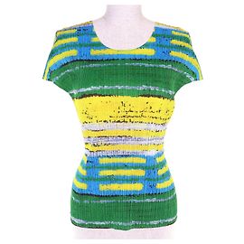 Issey Miyake PLEATS PLEASE T-shirt in poliestere con stampa all-over