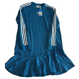 Adidas Originals Blue Tee Dress with White Stripes